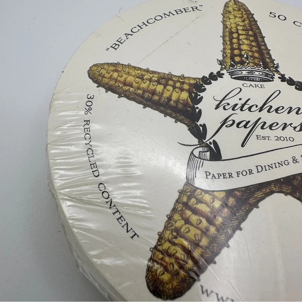 Cake Kitchen Papers Starfish Coasters - Cream Nautical Beach Surf Beachcomber